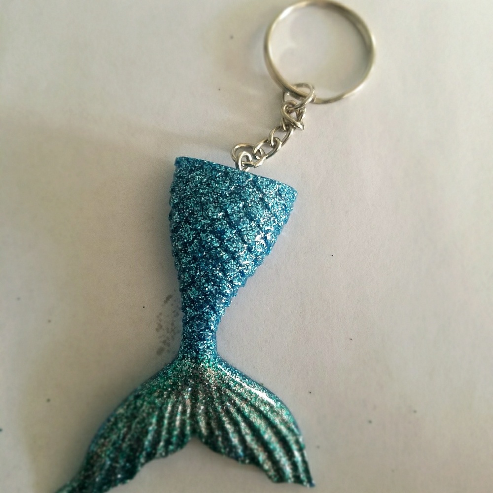 Blue Green Glitter Mermaid Keychain